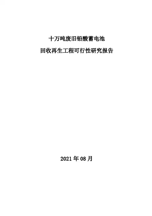 十万吨废旧铅酸电池回收再生项目可行性研究报告