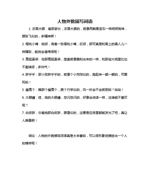 人物外貌描写词语