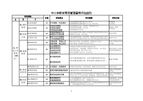 中小学教学常规管理督查评估细则