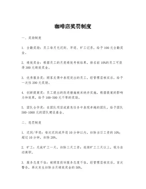 咖啡店奖罚制度