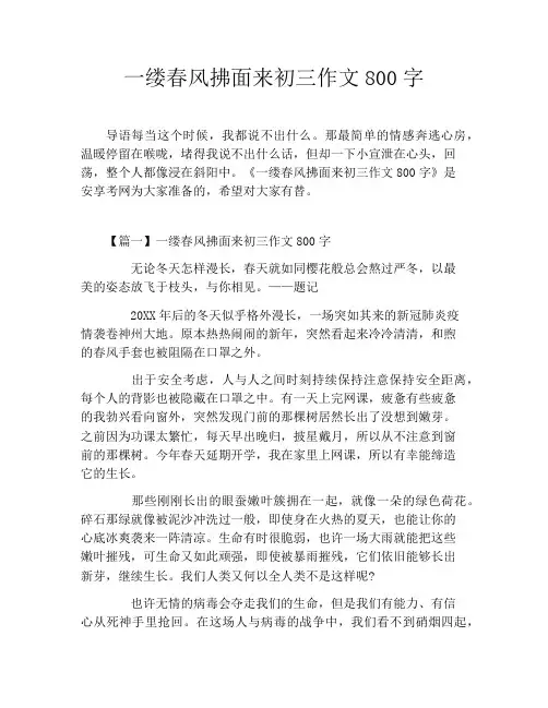 一缕春风拂面来初三作文800字