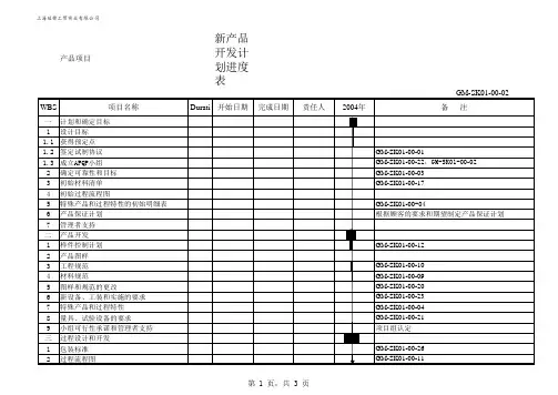 新产品开发计划进度表2