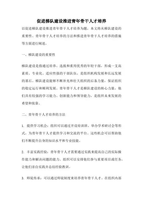 促进梯队建设推进青年骨干人才培养