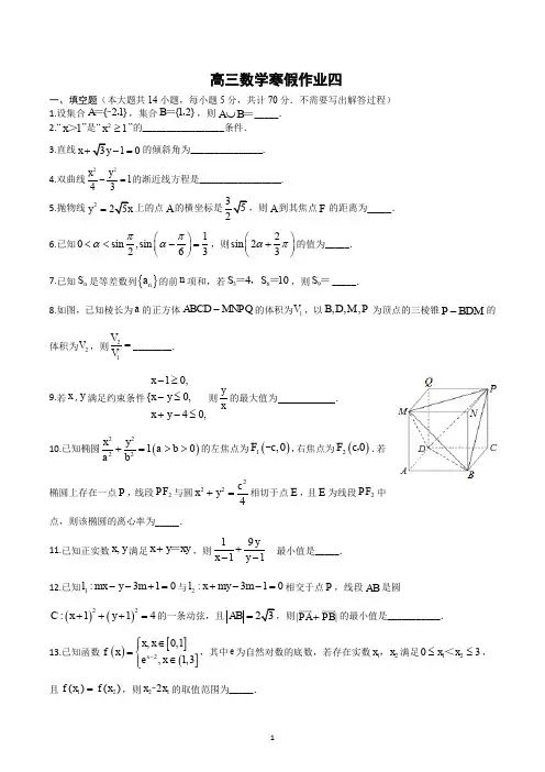 高三数学寒假作业四(含答案)