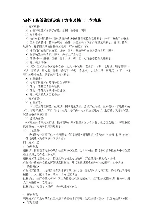 室外工程管道埋设施工方案及施工工艺流程