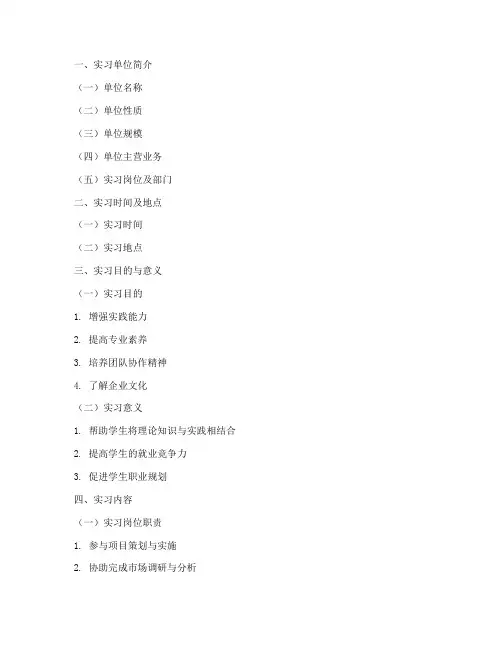 本科生实习报告格式