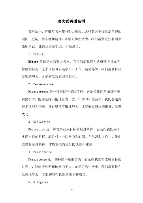努力的英语名词