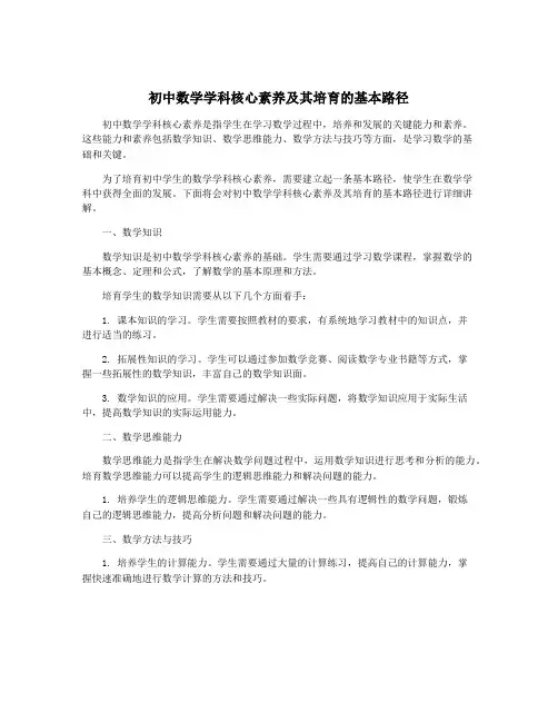 初中数学学科核心素养及其培育的基本路径