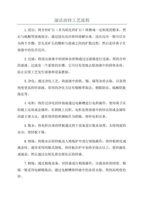 湿法冶锌工艺流程