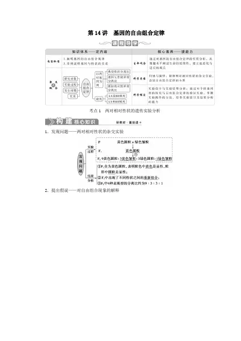 (选考)2021版新高考生物一轮复习第五单元遗传的基本规律和伴性遗传第14讲基因的自由组合定律学案新人教版