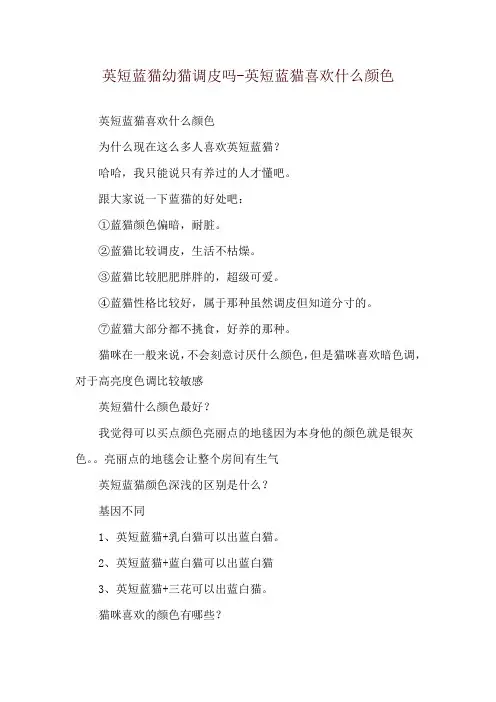 英短蓝猫幼猫调皮吗-英短蓝猫喜欢什么颜色
