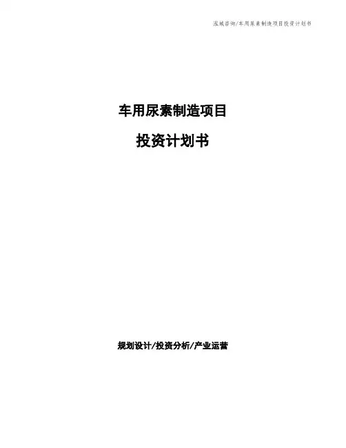 车用尿素制造项目投资计划书