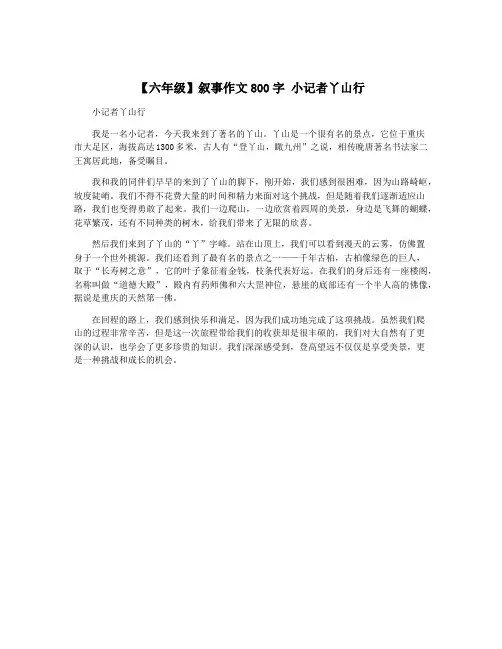 【六年级】叙事作文800字 小记者丫山行