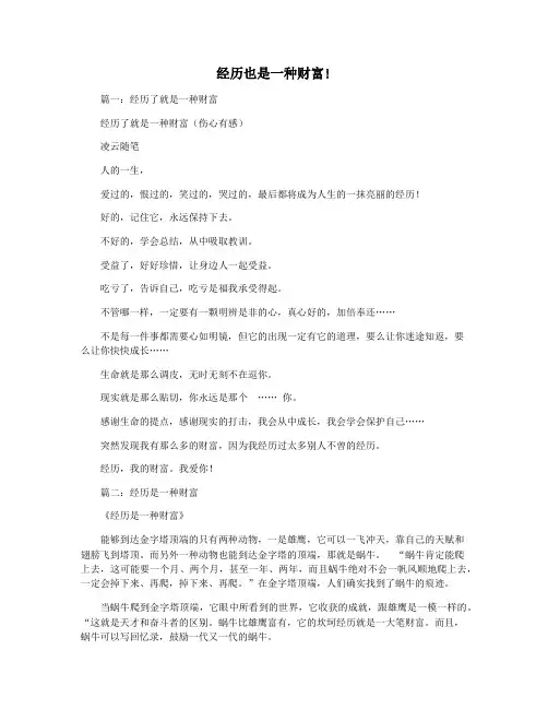 经历也是一种财富!