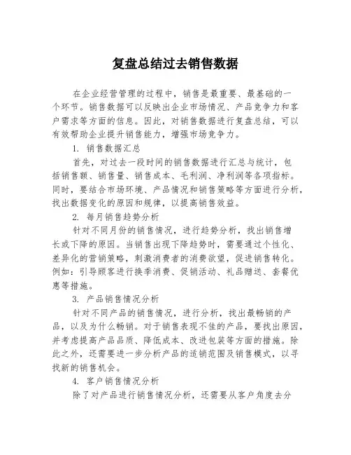复盘总结过去销售数据