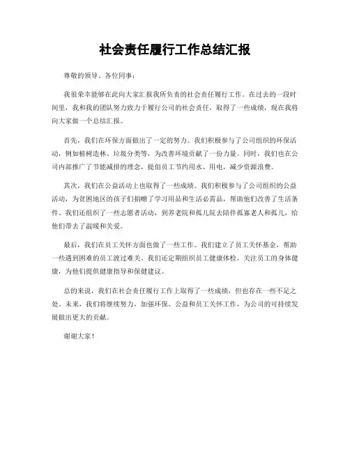 社会责任履行工作总结汇报
