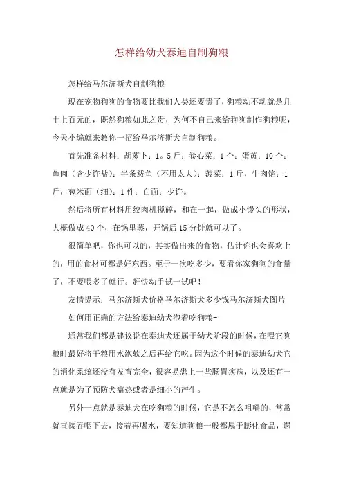 怎样给幼犬泰迪自制狗粮
