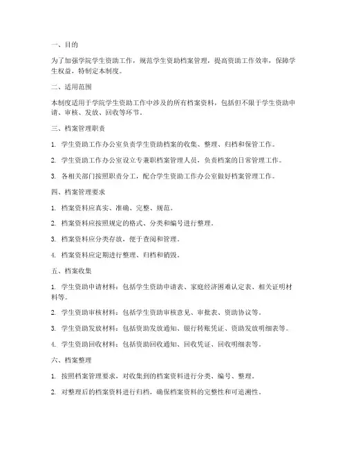 学院学生资助档案管理制度