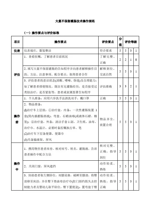 大量不保留灌肠技术操作规范