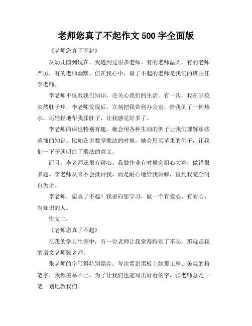 老师您真了不起作文500字全面版