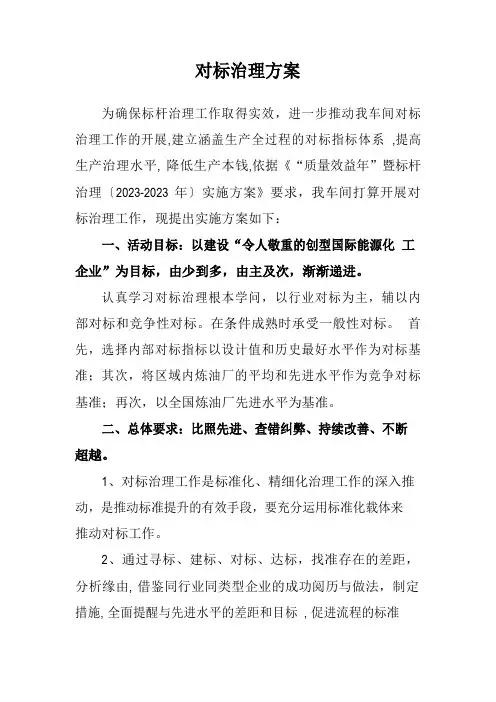 车间对标管理方案