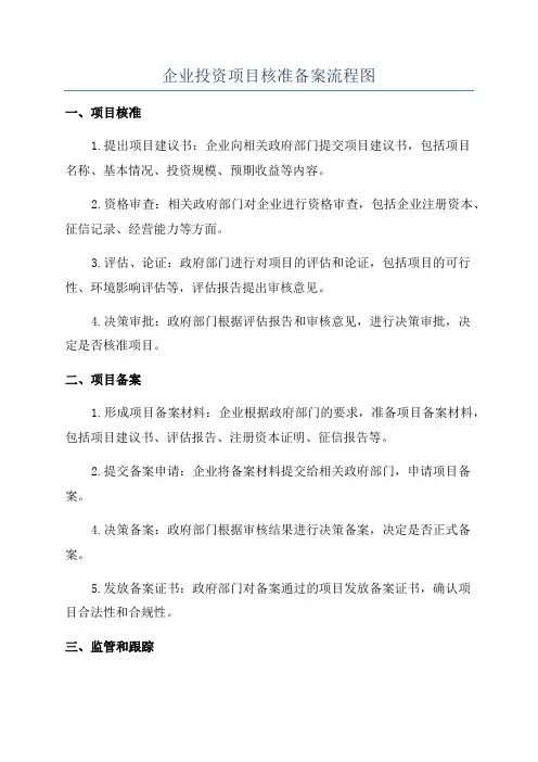 企业投资项目核准备案流程图