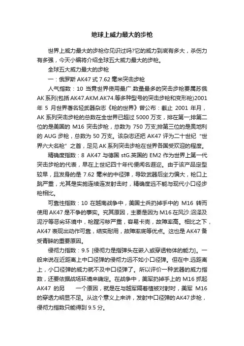 地球上威力最大的步枪
