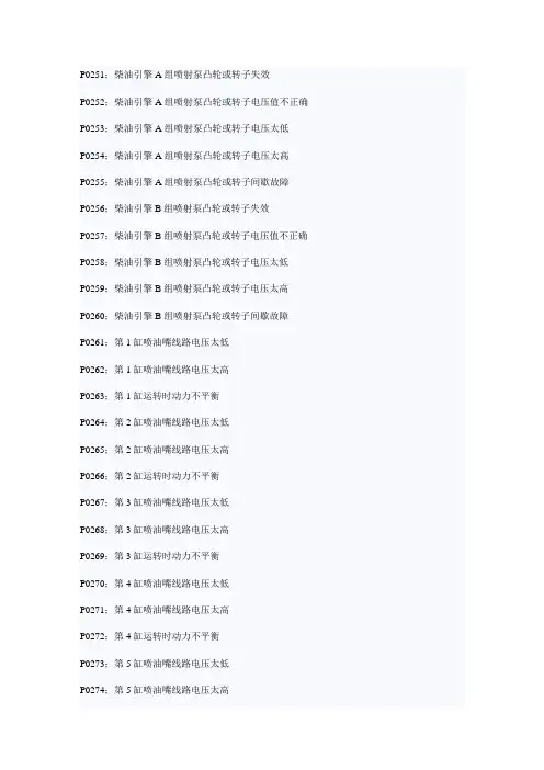 汽车故障代码表