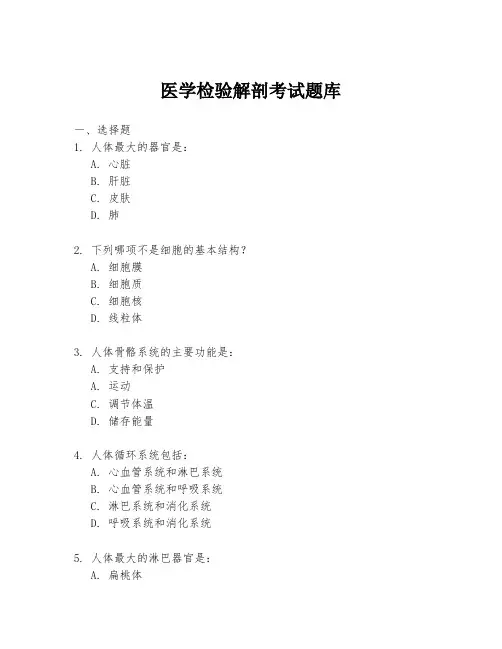 医学检验解剖考试题库