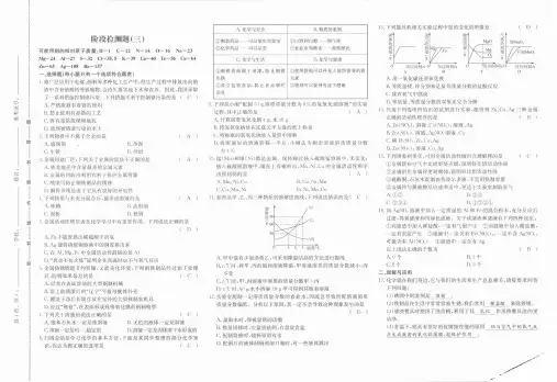 山东省滨州市2018年中考化学复习阶段检测三(pdf)