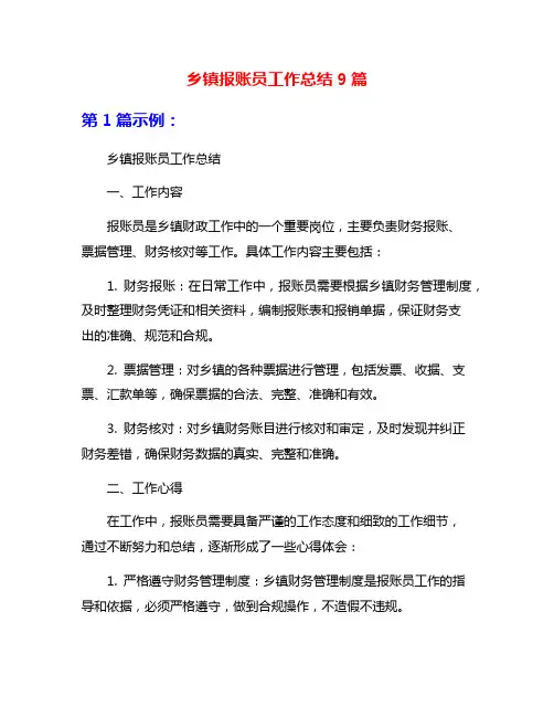 乡镇报账员工作总结9篇