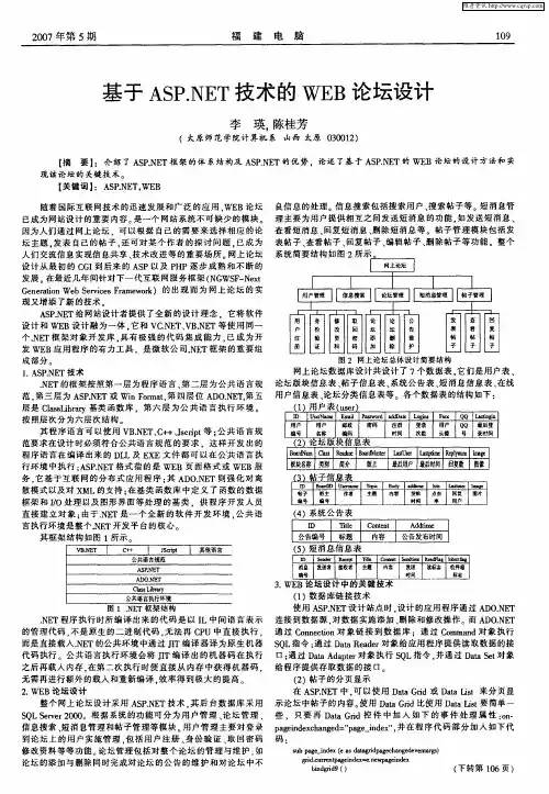 基于ASP.NET技术的WEB论坛设计