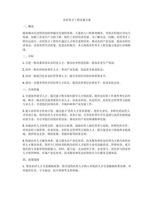农村英才工程实施方案