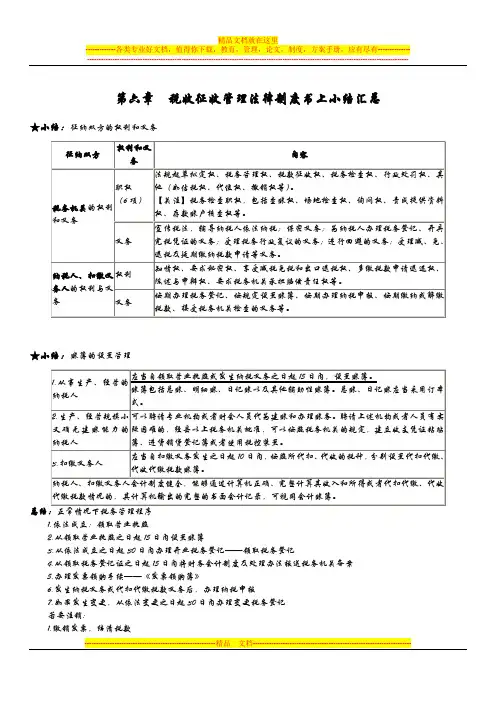 经济法基础第六章--税收征收管理法律制度书上小结汇总