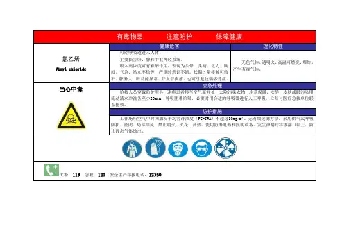 氯乙烯职业危害警示标识告知卡