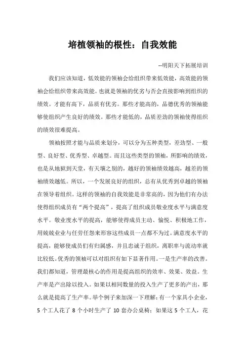 培植领袖的根性：自我效能