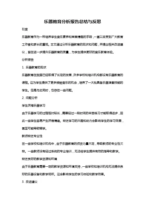 乐器教育分析报告总结与反思