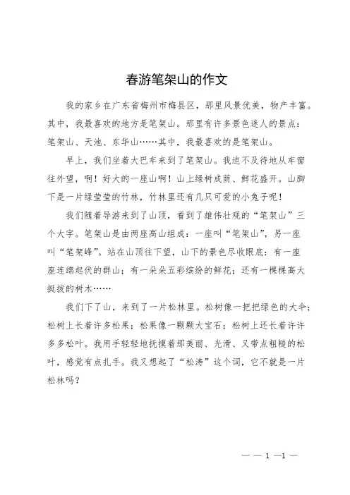 春游笔架山的作文