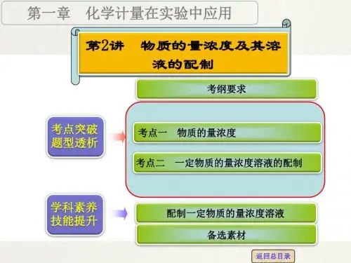 【高考领航】必修1 1.2 物质的量浓度及其溶液的配制