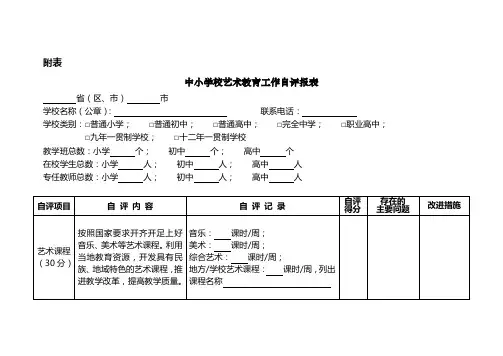艺术教育自评表