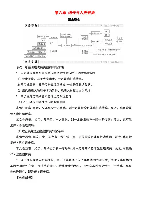 高中生物第六章遗传与人类健康章末整合同步备课教学案浙科版必修2(new)