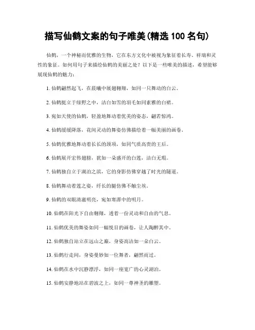 描写仙鹤文案的句子唯美(精选100句)
