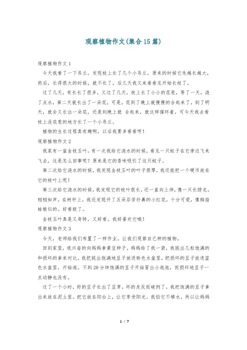 观察植物作文(集合15篇)