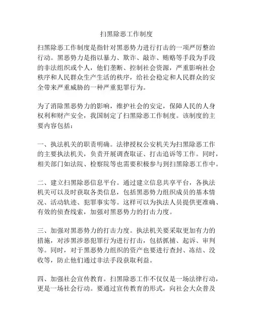 扫黑除恶工作制度