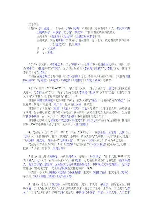 中国古代文人字号