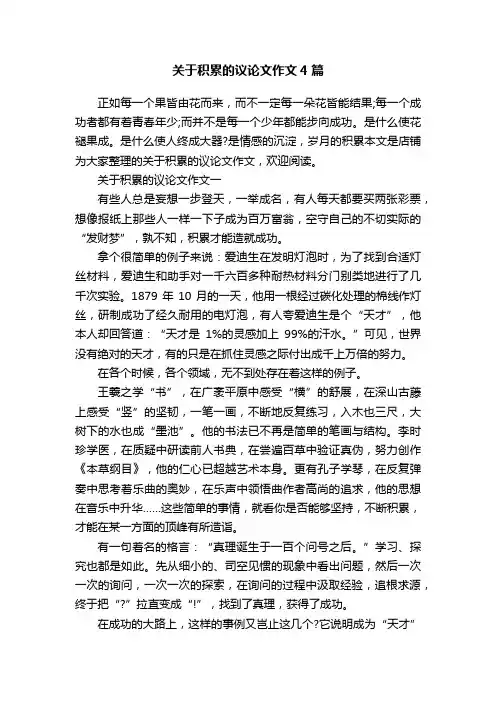关于积累的议论文作文4篇