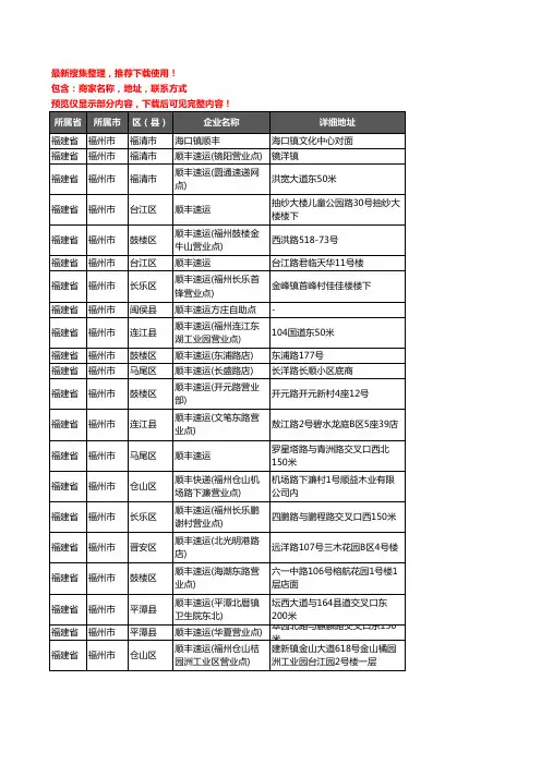 新版福建省福州市顺丰快递企业公司商家户名录单联系方式地址大全82家