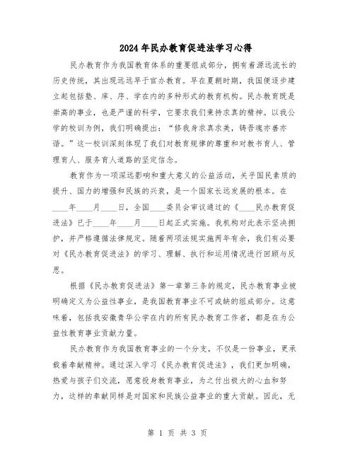 2024年民办教育促进法学习心得（二篇）
