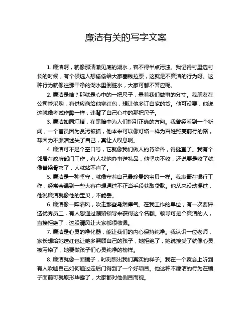 廉洁有关的写字文案