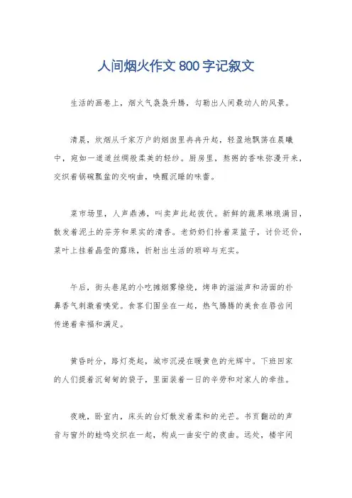人间烟火作文800字记叙文